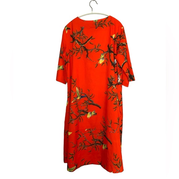 Mislook XXL Plus Size Dress Red with Nature and Bird design - Picture 2 of 4